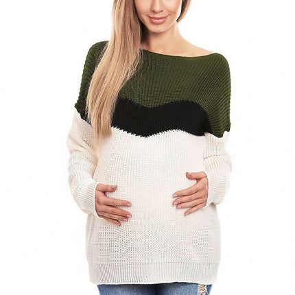 Stylish Boat Neck Knit Sweater for Expecting Mothers