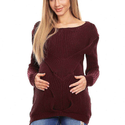 Elegant Braided Neck Sweater for Expecting Mothers