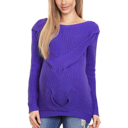 Elegant Braided Neck Sweater for Expecting Mothers