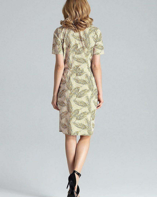 Elegant Midi Dress with Adjustable Waist Tie and Serek Neckline