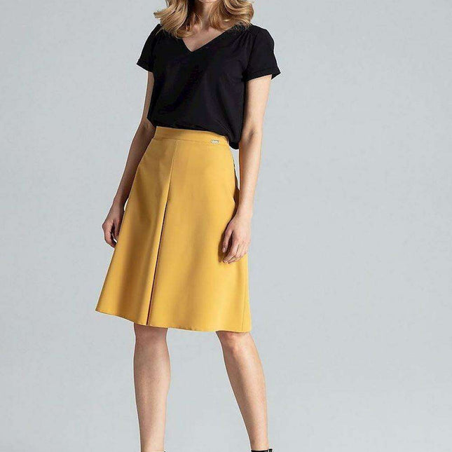 Chic Contrast Pleated A-Line Midi Skirt