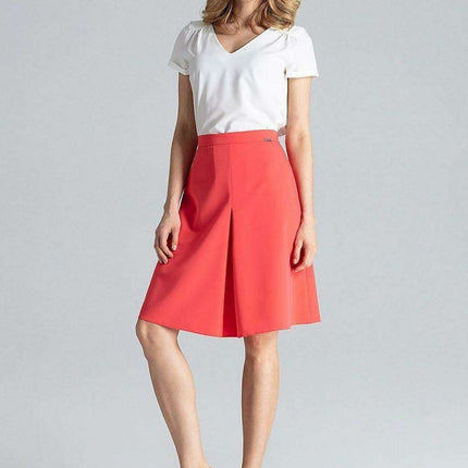 Chic Contrast Pleated A-Line Midi Skirt