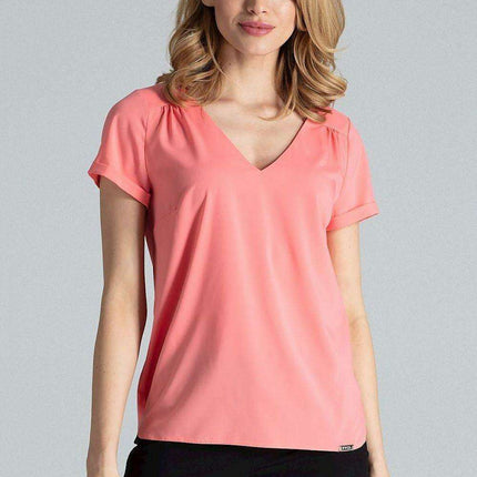 Chic Heart-Shaped Neckline Blouse with Refined Cuffed Sleeves