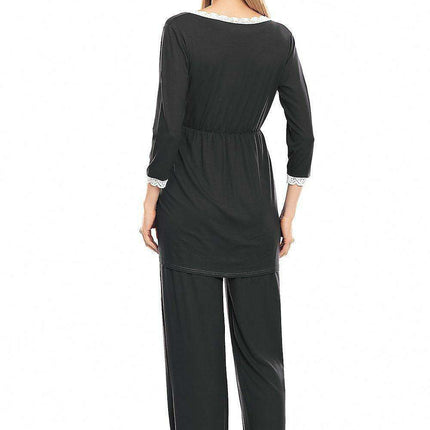 Elegant Lace Maternity & Nursing Pajama Set
