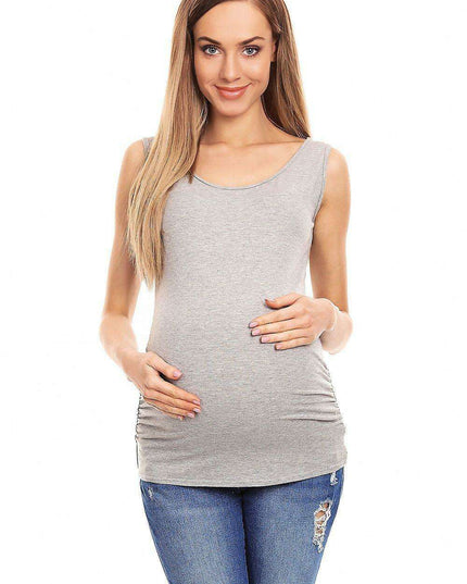 Chic Maternity and Postpartum Blouse with Elegant Pleating