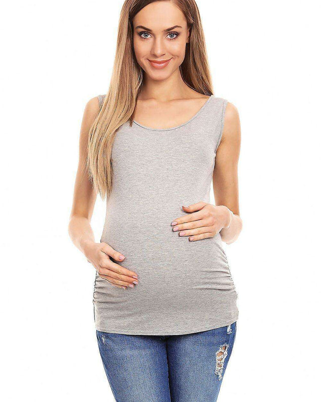 Chic Maternity and Postpartum Blouse with Elegant Pleating
