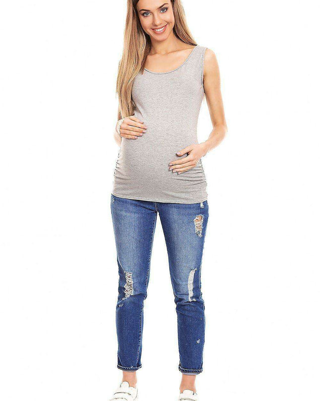 Chic Maternity and Postpartum Blouse with Elegant Pleating