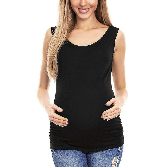 Elegant Sleeveless Pleated Maternity Top for Every Stage