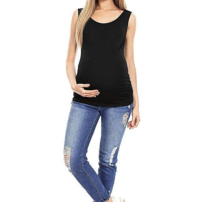 Elegant Sleeveless Pleated Maternity Top for Every Stage