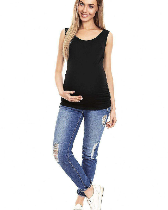 Elegant Sleeveless Pleated Maternity Top for Every Stage