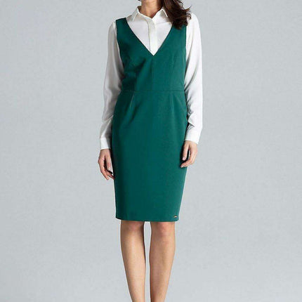 Sophisticated Sleeveless Midi Dress with Open Back and Zip Closure