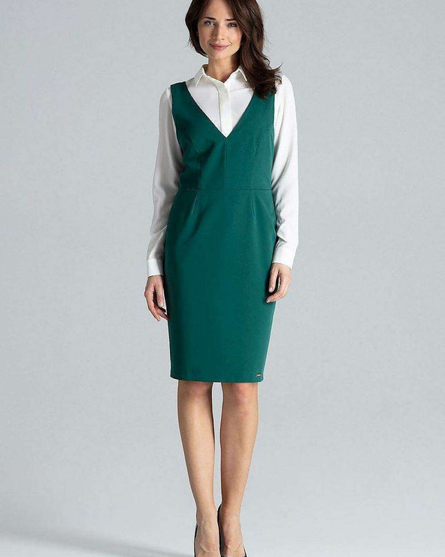 Sophisticated Sleeveless Midi Dress with Open Back and Zip Closure