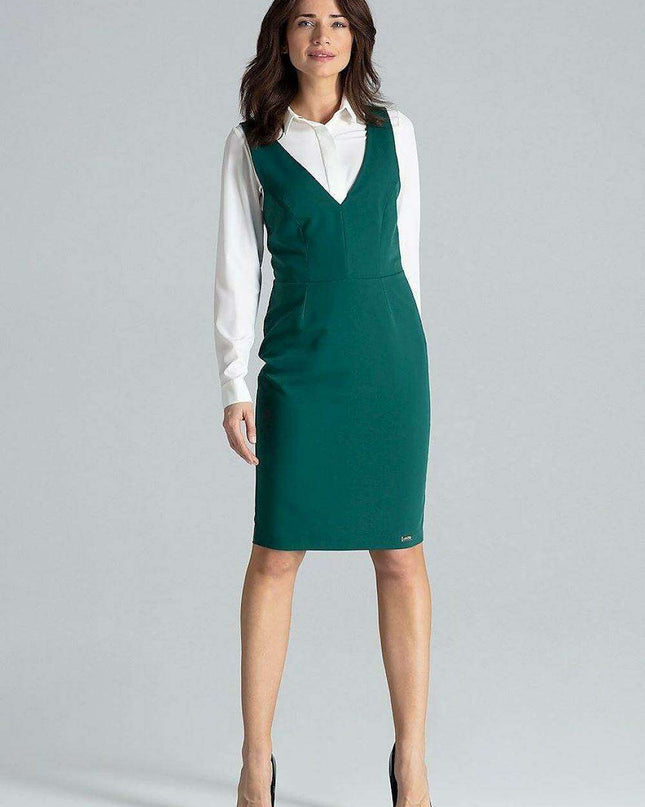 Sophisticated Sleeveless Midi Dress with Open Back and Zip Closure