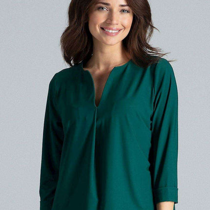 Chic Pleated Neck Blouse