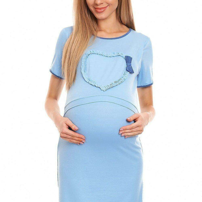 Charming Draped Heart Maternity Sleep Shirt for Moms