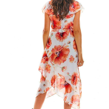 Floral Chiffon Cocktail Dress with Asymmetrical Elegance