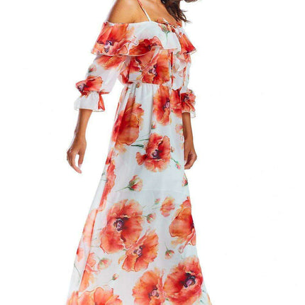 Elegant Spanish-Inspired Customizable Maxi Dress with Frill Neck