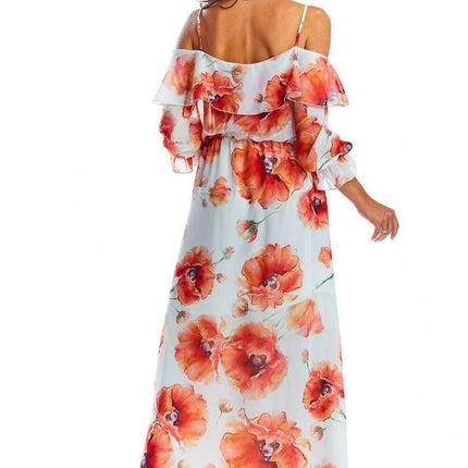 Elegant Spanish-Inspired Customizable Maxi Dress with Frill Neck