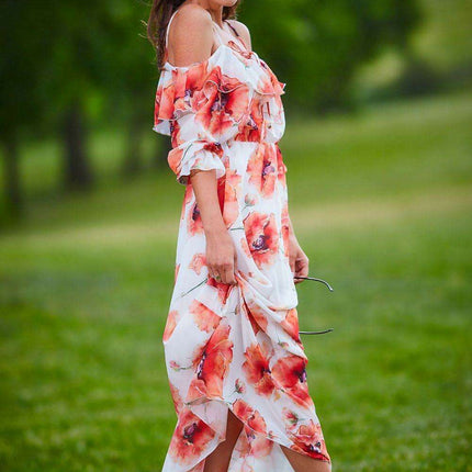 Elegant Spanish-Inspired Customizable Maxi Dress with Frill Neck