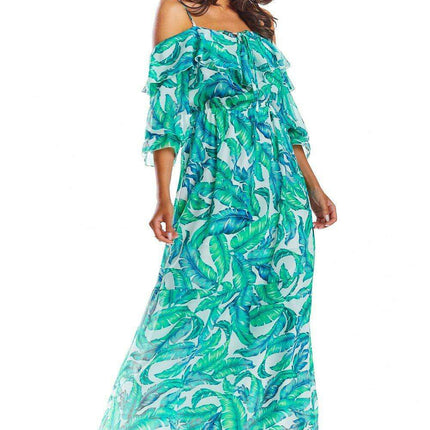 Elegant Customizable Neckline Spanish Maxi Dress