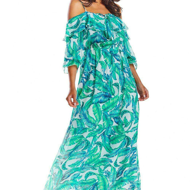 Elegant Customizable Neckline Spanish Maxi Dress