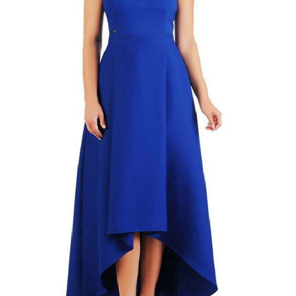 Elegant Asymmetrical Jersa Cocktail Dress with Functional Pockets