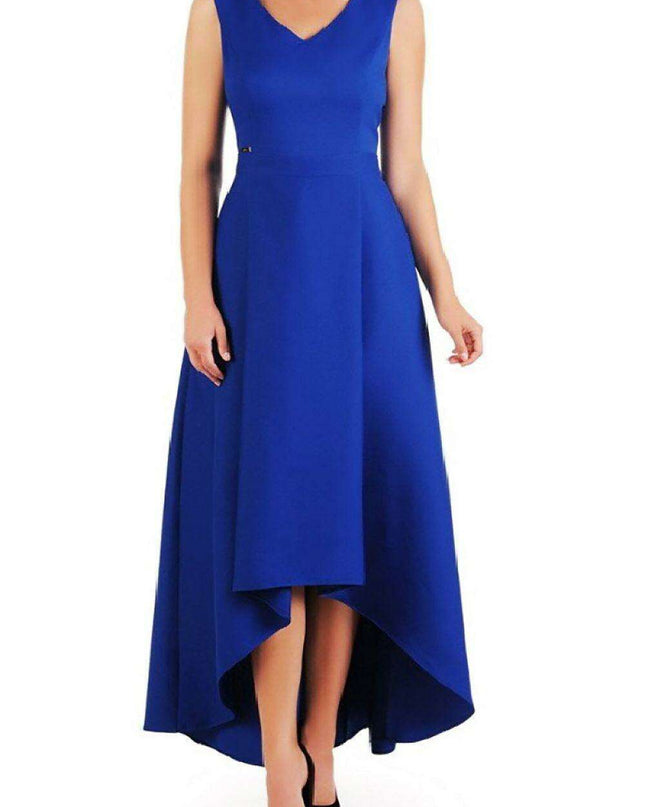 Elegant Asymmetrical Jersa Cocktail Dress with Functional Pockets