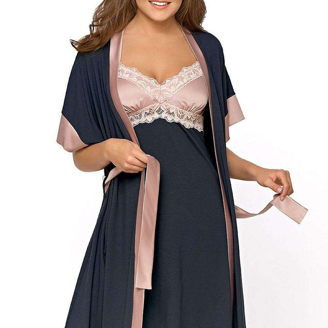 Luxurious Satin-Accented Viscose Kimono Robe for Serene Relaxation