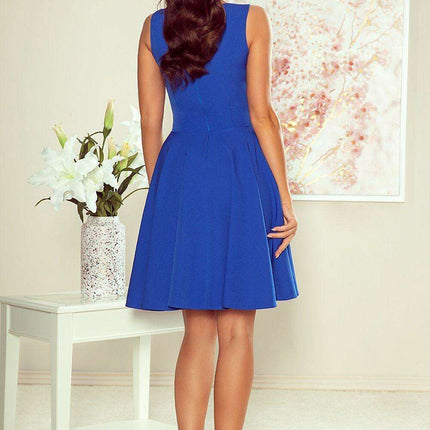 Chic Navy Blue Evening Gown with Pink Floral Accents - Numoco Dress