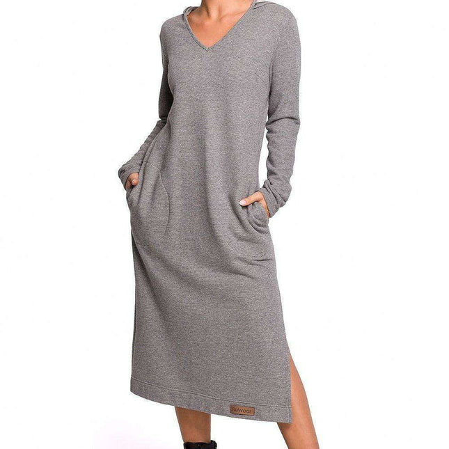 Heartfelt Casual Hooded Dress - Relaxed Daydress with Pockets