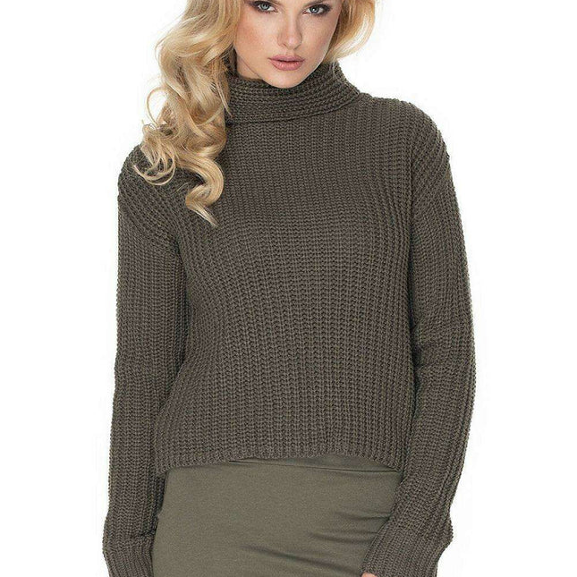 Trendy Open-Back Turtleneck Knit Top