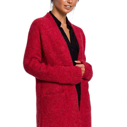 Luxurious Textured Wool Blend Cardigan with Convenient Front Pockets