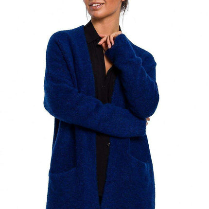 Luxurious Textured Wool Blend Cardigan with Convenient Front Pockets