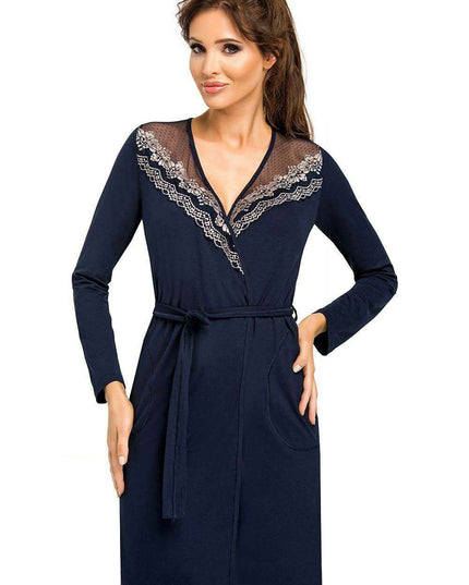 Chic Viscose Robe with Tulle and Embroidery Detail