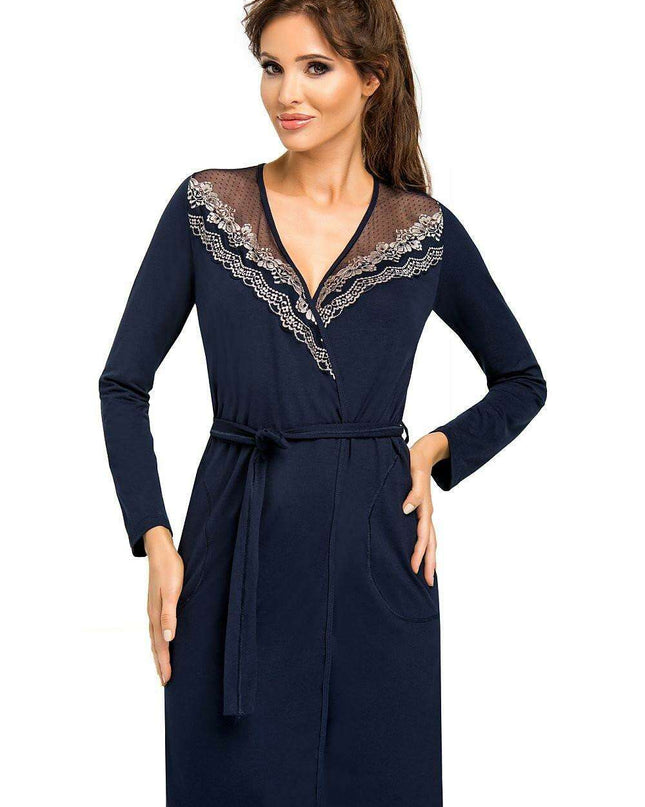Chic Viscose Robe with Tulle and Embroidery Detail