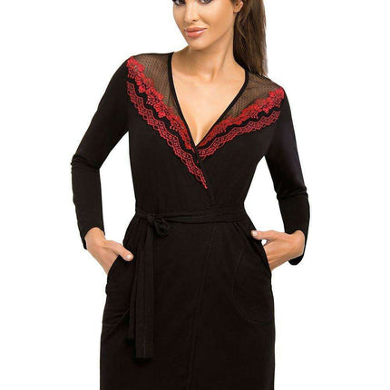 Chic Viscose Robe with Tulle and Embroidery Detail