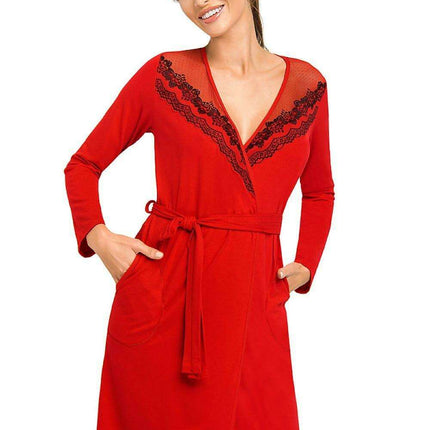 Chic Viscose Robe with Tulle and Embroidery Detail