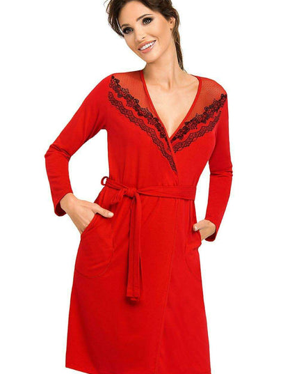 Chic Viscose Robe with Tulle and Embroidery Detail
