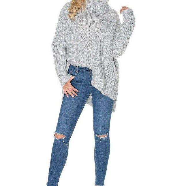 Cozy Wool Blend Oversized Sweater – Luxe Turtleneck Knitwear