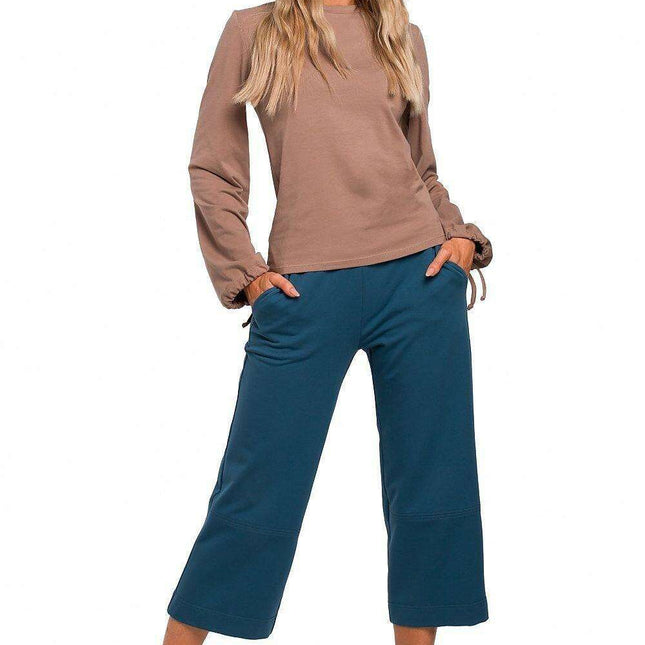 Chic Wide-Sleeve Cotton Blend Blouse