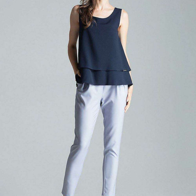Elegant Flared Hem Sleeveless Layered Top