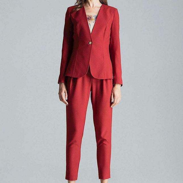 Chic Tailored Patterned Blazer with Waist Definition