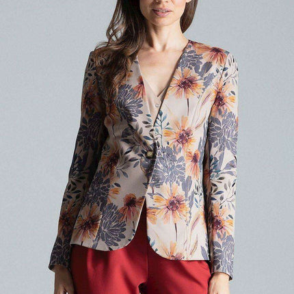 Chic Tailored Patterned Blazer with Waist Definition