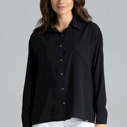 Lenitif's Chic Button-Up Relaxed Fit Long Sleeve Shirt