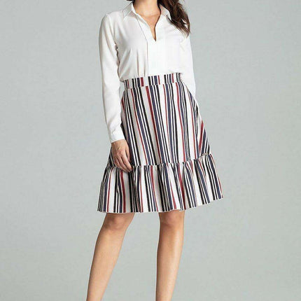 Stylish Striped Flared Skirt with Frill Detail