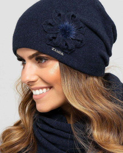 Chic Winter Floral Wool Cap for Ultimate Warmth