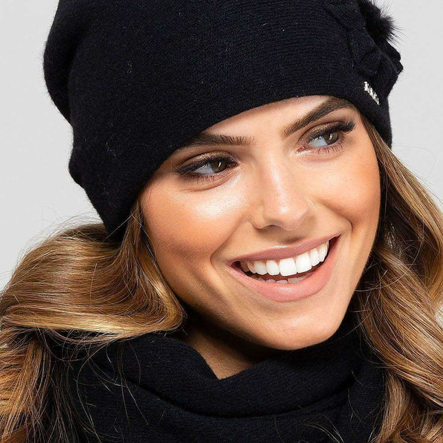 Chic Winter Floral Wool Cap for Ultimate Warmth