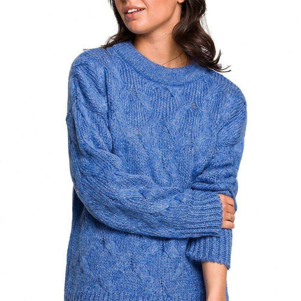 Plaid Over-the-Shoulder Knit Sweater for Cozy Winter Days