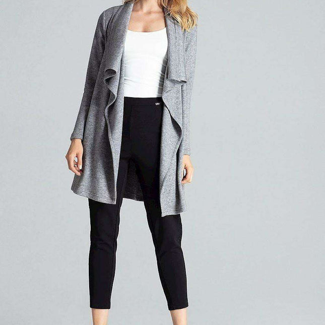 Chic Asymmetrical Black Cardigan with Practical Pockets
