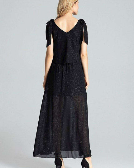 Elegant Navy Blue Sleeveless Cocktail Dress with Feminine Shoulder Ties